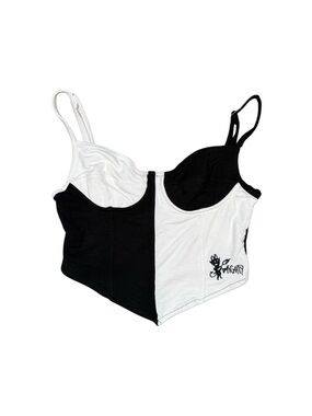 Omighty Black & White Color Block Cropped Bustier Tank Top